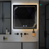 LED Spiegel Quadratisch | Touch-Schalter | Anti-Beschlag-Funktion | Einstellbare Farbtemperatur - Reyze Seria Good Vibes Model 1